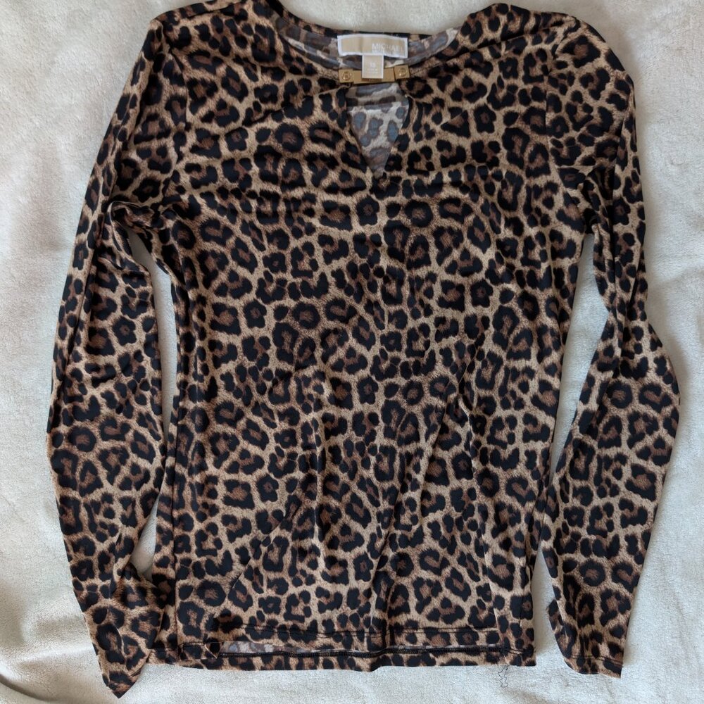 3/$30 MICHAEL by Michael Kors long sleeve animal print top